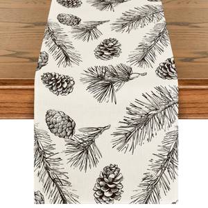 lot 4321 image: Artoid Mode Fir Pine Cone Christmas Table Runner, Seasonal Winter Leaves Kitchen Dining Table Decoration for Home Party Decor 13x60 Inch
