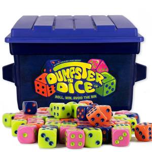 lot 4322 image: Big Discoveries Dumpster Dice Fast-Paced Family Dice Game  Fun 4-Player Board and Dice Game with Dumpster, 80 Piece Dice Set, and Graffiti Stickers  Perfect for Travel, Parties, and Game Night