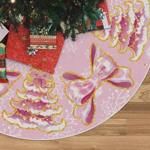lot 4328 image: QIONG MENG Christmas Tree Skirt Pink Christmas Decor Xmas Bow Tree Mat 18 Inch Winter Christmas Decor for Home
