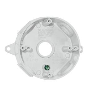 lot 4338 image: SIGMA ENGINEERED SOLUTIONS 143854 Round Metal Electrical Outlet Box, Weatherproof, Easy Mount, White, (5) 12-Inch Holes
