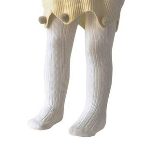 lot 4339 image: Century Star Toddler Tights for Girls - Cotton Cable Knit Stockings Solid Warm Footed Seamless Leggings for Infant Newborn Baby 01-White 1-2T