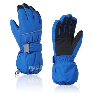 lot 4340 image: Kids Waterproof Winter Warm Snow Gloves Boys Girls Ski Gloves Toddler Mittens Windproof Blue S