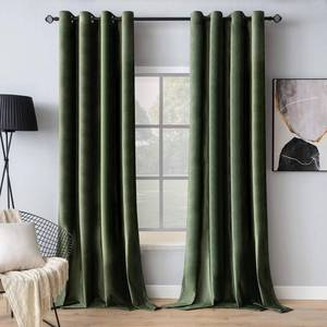 lot 5719 image: MIULEE Velvet Curtains Olive Green Elegant Grommet Curtains Thermal Insulated Soundproof Room Darkening CurtainsDrapes for Classical Living Room Bedroom Decor 52 x 100 Inch Set of 2