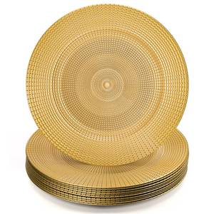 lot 5721 image: Hiceeden 12 Pack Gold Charger Plates for Dinner Plates, 13 Round Plastic Chain Shaped Charger Service Plates, Decorative Chargers Bulk for Table Setting, Wedding, Party, Event