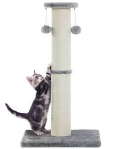 lot 5727 image: Kilodor 34Inch Tall Cat Scratching Post,4.3Inch Diameter Large Sisal Cat Scratch Post with Ball, Sturdy and Durable Cat Scratcher for Indoor Cats Adults Grey