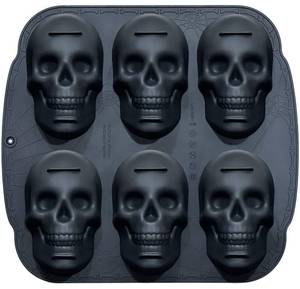 lot 6009 image: JETKONG 6 Cavity Skull Cake Pan and Silicone Skull Cakelet Mold