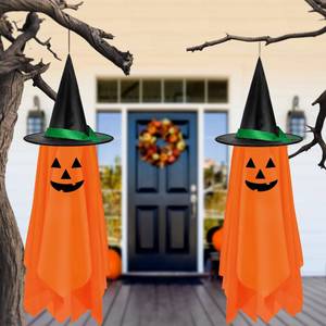 lot 6011 image: Halloween Hanging Decorations Outdoor Outside - 2 Pack Halloween Hanging Pumpkin Decorations Decor Pumpkin Ghost Orange Cute Pumpkin Decorations Decor for Kids Outdoor Outside Garden Tree