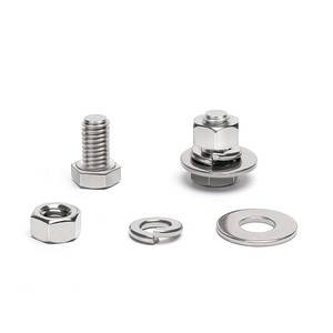lot 6031 image: (30 Sets) 14-20 x 34 Hex Head Screw Bolt, Nuts, Flat Washer & Spring Lock Washers, 18-8 (304) Stainless Steel, Fully Threaded, by Skvltvfyt