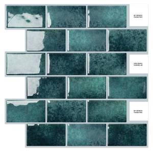 lot 6034 image: DEWOO Teal Green Peel and Stick Subway Tile Backsplash Self Adhesive Brick Stickers for Kitchen Bathroom Wall, 10-Sheet, 12�12