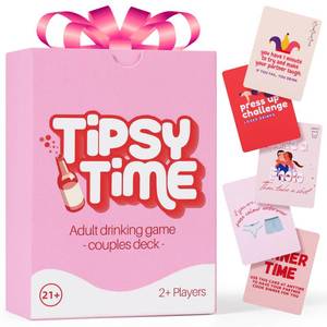 lot 6044 image: Fofeadm Tipsy Time Couples Games for Adults, Drinking Couples Card Game, 75 Fun Dares & Questions, Perfect for Date Night, Anniversary & Valentines Day Gifts, Ages 21