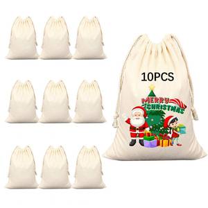 lot 6053 image: A10 PCS Sublimation blank drawstring bag Reusable canvas Heat Press DIY crafts Party Wedding Christmas storage Home party art supplies