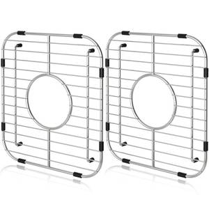 lot 6056 image: Orgneas Sink Protectors for Kitchen Sink, Universal Double Bowl Sink Bottom Grid 13.2x11.6x1.25, 304 Premium Stainless Steel Kitchen Sink Protector Grid Sink Grate Rack Centered Drain 2 Packs