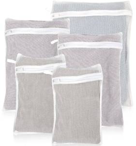 lot 6057 image: 5-Piece Organic Cotton Laundry Bags with Zipper and Hanging Loop, 3 Sizes (S, M, L) Mesh Laundry Bag, Durable Cotton Mesh Laundry Bag for Delicate Underwear and Socks.