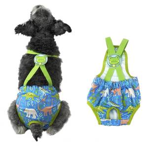 lot 6070 image: Dog Diaper Sanitary Pantie with Suspender Reusable Doggies Period Pants Washable Girl Pet Underwear Diapers Jumpsuits Onesie for Puppy Small Female Dogs in Heat size M color white with black dots