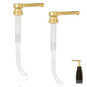 lot 6080 image: A2-Pack Gold Sauce Pump Dispenser for 64 oz Bottles - Reusable 15CC Syrup Pump for Chocolate and Caramel Sauces - Sauce Pump Dispenser for Vanilla Mocha Sauces