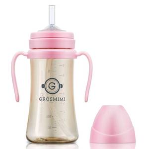 lot 6086 image: GROSMIMI Spill Proof no Spill Magic Sippy Cup with Straw with Handle for Baby and Toddlers, Customizable, PPSU, BPA Free 10 oz (Pink)