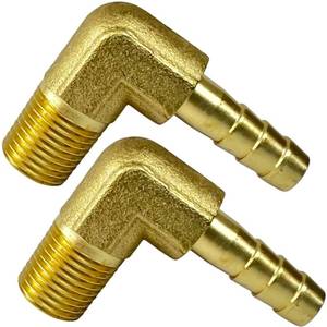 lot 6091 image: A2pcs Brass 90 Degree Elbow 14 Hose Barb to 18 NPT Male Barbed Fitting by CX WONDERLAND