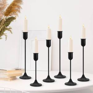 lot 6097 image: 6 Pcs Black Candle Holders Set, Vintage Home Decor �� Modern Taper Candlestick Holders for Wedding, Table Centerpieces �� Great Gift for Housewarming, Birthday Parties, Wedding & Christmas Season
