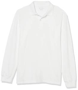 lot 6103 image: The Childrens Place boys And Toddler Long Sleeve Pique School Uniform Polo Shirt, White Single, 5T US