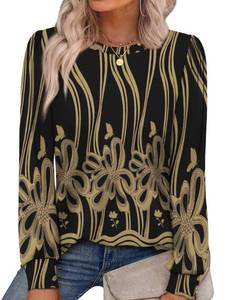 lot 6105 image: Alaroo Long Sleeve Shirts Tunic Tops Fall Fashion Outfits for Women Basic Crewneck Sweatshirts Boho Clothes 2025 Print 10 XL