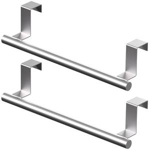 lot 6109 image: Qflushor Over Cabinet Towel Bar 9, Kitchen Towel Rack Over Cabinet Door, Stainless Steel Cabinet Door Towel Holder, Dish Towel Holder for Cabinet Door, Silver, 2 Pack
