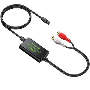 lot 6129 image: LiNKFOR 192kHz DAC Converter Digital to Analog Converter Digital Optical SPDIF Toslink to Analog Stereo Audio RCA LR Audio Adapter with Optical Cable for HDTV Blu Ray DVD Amps (RCA Female)