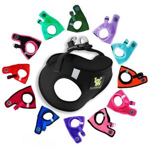 lot 6132 image: EcoBark Step in Dog Harness - Eco-Friendly Teacup Dog Harnesses for XXS, XS, and Small Dogs - Reflective and Adjustable Mini Body Halter Vest -Tiny Soft Mesh Toy Breed Harness Under 5 lbs (Black, XXS)