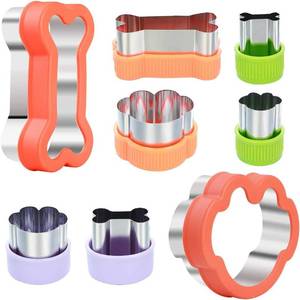 lot 6139 image: Dog Cookie Cutter Set - Dog Bone and Dog Paw Print Cookie Mold for Homemade Treats - Stainless Steel Cookie Cutter molds for Kids Suitable for Cakes and Cookies (Assorted Sizes)