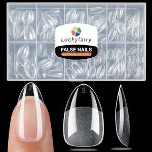 lot 6156 image: Short Almond Nail Tips, 240pcs Soft Nail Gel Tips Pre-Shaped Acrylic Fake Nails, Half Matte Full Cover Clear Gelly Press on Flase Nail Tips for Extension Nail Manicure Home DIY 12 Sizes Gelly Tips