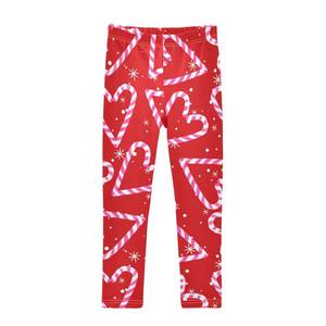 lot 6164 image: VIGTRO Girls Leggings Soft Comfortable Christmas Candy Cane Printed Kids Pants, Heart Sweets for Yoga Dancing Sports Size 4T Multicolor