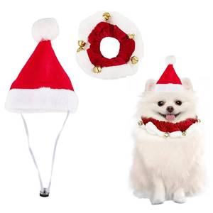 lot 6169 image: hoyuwak Dog Santa Hat and Collar Set Pet Christmas Costume Clothes Puppy Christmas Outfit for Small Medium Dogs
