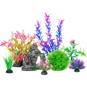 lot 6172 image: Ameliade Aquarium Artificial Plastic Plants Decorations and Rock Cave Decor Set Goldfish Betta Fish Tank Accessories Small Large Fish Bowl Ornaments sunken pirate ship ornament only