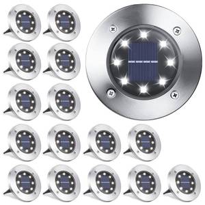 lot 7418 image: LYHOPE Solar Ground Lights Outdoor, 16 Pack 8 LED Solar Disk Lights Waterproof Garden In-ground Pathway Light Landscape Lighting for Lawn,Yard,Deck,Patio,Walkway (White)
