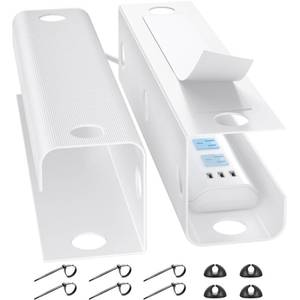 lot 7421 image: YECAYE Large Under Desk Cable Management,Easy Install Cable Management Under Desk with 4 Cord Holders & 6 Ties,Child & Pet-Safe Cord Hider,Wire Organizer,Wire Cover Tray,White