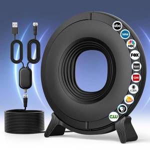 lot 7422 image: TV Antenna Indoor for Local Channels, 2025 Long Range Antenna for Smart TV 360° Reception,Digital TV Antenna for All SmartOld TVs, Supports 4K 1080P HD VHF UHF