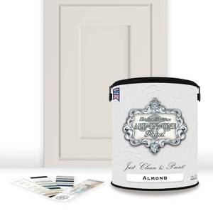 lot 7450 image: Heirloom Traditions ALL-IN-ONE Paint, Almond (off white with tan undertone), Gallon - Durable cabinet and furniture paint. Built in primer and top coat, no sanding needed. Includes our 30 featured