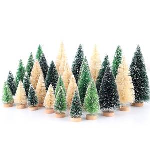 lot 7465 image: 30Pcs Mini Christmas Trees - Artificial Christmas Tree Bottle Brush Trees with 5 Sizes, Snow Trees with Wooden Base for Christmas Party Home Table Craft Decor (GrassGreenGreenWhite)