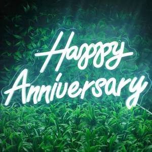 lot 7472 image: Happy Anniversary Neon Sign,Wedding Birthday Party Decoration Neon Light for Bedroom,Living,Home Bar Valentines Day Anniversary Decor Gift (white)