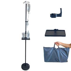lot 7478 image: Heavy Duty Solid Base IV Pole Stand with 4 Hooks,Intravenous Foldable IV Poles Costume IV Bag Stand Portable Floor Stand Feeding Tube Holder with Tray, for Pediatric Nursing Clinic Home Care Travel