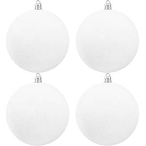 lot 7482 image: Large 4 in White Glitter Christmas Ornament Balls(4 Pcs),Xmas Sequin Christmas Ball,White Sparkly Hanging Ball Ornament for Tree Home Wedding Party Decor,Winter Theme Tree Decoration