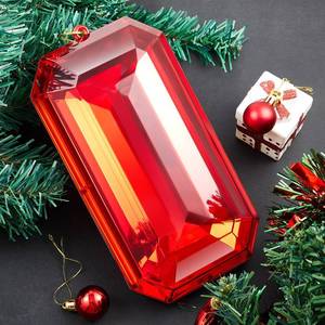 lot 7483 image: Syhood 9.5 Inch Jumbo Jewel Ornament Large Jewel Ornaments for Christmas Tree Acrylic Glitter Christmas Gem Hanging Decorations for Xmas Wedding Holiday Party Decor(Red, Rectangle)