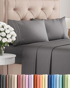lot 7491 image: Full Size 4 Piece Sheet Set - Comfy Breathable & Cooling Bed Sheets Set - Hotel Luxury Bedding for Women, Men, Kids, Teens, Boys & Girls - Deep Pockets, Ultra-Soft, Wrinkle Free - Oeko-Tex - Dark Grey