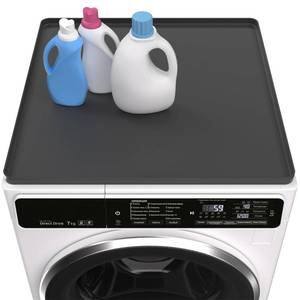 lot 8207 image: Washing Machine Cover for Top 27��x 27 Pad for Top of Washer or Dryer Protector Rubber Mat for Washing Machine Accessories Non Slip Waterproof Washable (Black)