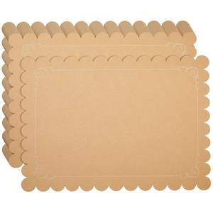 lot 8215 image: Juvale Scalloped Paper Placemats - Convenient Disposable Placemats - Elegant Table Settings - Paper Chargers for Dinner Plates - Brown, 10 x 14 in