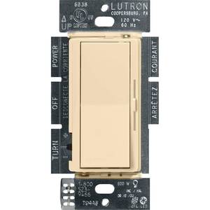 lot 8223 image: Lutron Diva LED Dimmer Switch for Dimmable LED, Halogen and Incandescent Bulbs, 250WSingle-Pole or 3-Way, DVCL-253P-IV, Ivory