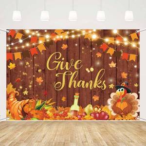 lot 8224 image: MEHOFOND 7x5ft Happy Thanksgiving Backdrop Give Thanks Banner Autumn Fall Pumpkin Harvest Rustic Wooden Background Thanksful Turkey Festival Party Decorations Photobooth Props