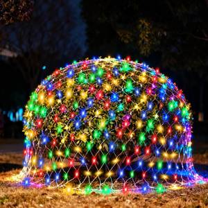 lot 8236 image: (Upgraded) Outdoor Christmas Lights, 360 LED Sturdy Christmas Net String Lights, 12x5Ft 8 Light Modes Christmas Decoration Lights for Backyards, Gardens, Bushes, Lawns, Patio, New Year - Multicolored