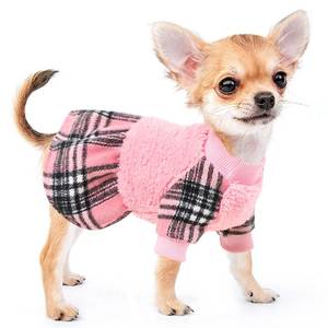 lot 8243 image: Small Dog Sweater Dresses Winter Dog Clothes, Puppy Outfit Pet Clothes Chihuahua Yorkie Wedding Birthday Pink Plaid Dresses Holiday Festival Outfits, XS, Pink