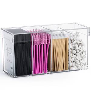 lot 8245 image: Lash Extension Organizer with Lid, Acrylic Lash Organizer for Lash Techs, Lashes Supplies Container for Vanity with Anti-Slip Pads, Clear Storage Box for Eyelash Tools Makeup Brush Hair Accessories
