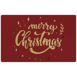 lot 8269 image: NATSUNO Red and Gold Christmas Door Mat, Festive Merry Christmas Doormat Outdoor Indoor Entrance, Xmas Winter Holiday Welcome Mats for Front Door Porch, 17x30 Inches